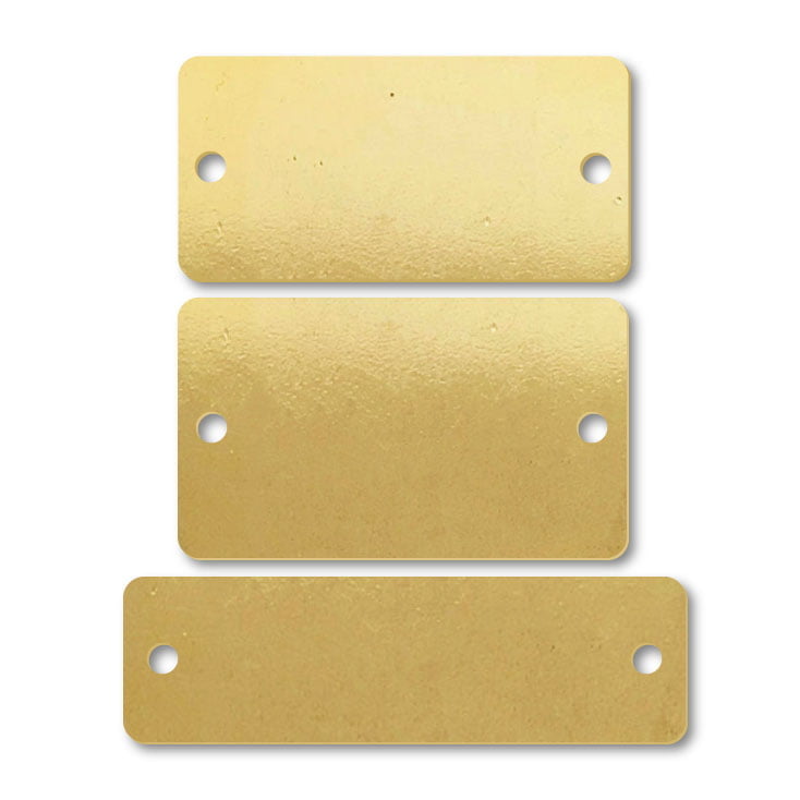 LOT OF THREE BRIGHT BRASS ENGRAVING STAMPING TAGS 