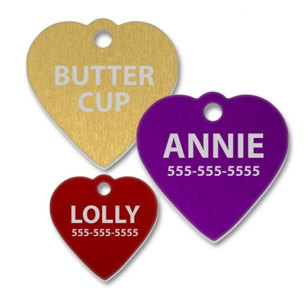 Aluminum Heart with Top Tab Engraved Tags