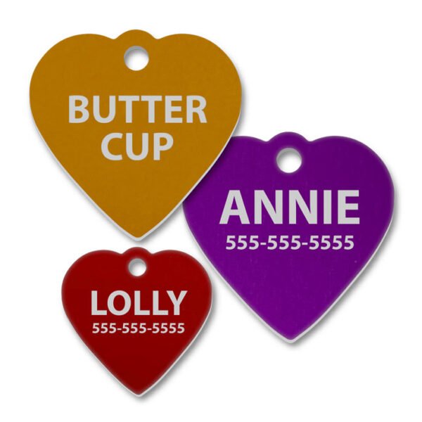 Aluminum Heart with Top Tab Engraved Tags