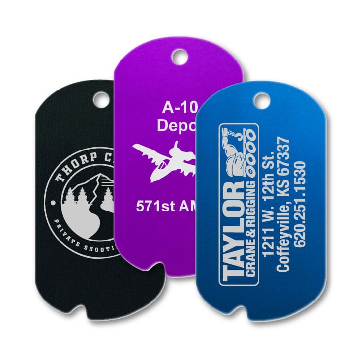 Aluminum Engraved Notched Military Dog Tags 1 Aluminum Engraved Notched Military Dog Tags