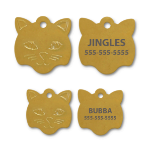 Brass Cat Face Shape Engraved Tags