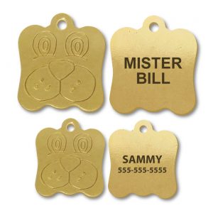 Brass Dog Face Shape Engraved Tags