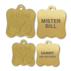 Brass Dog Face Shape Engraved Tags