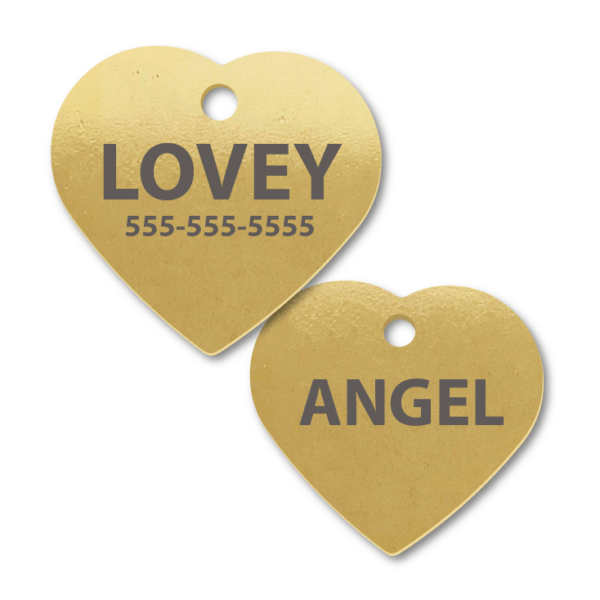 Brass Heart with Hole Through Engraved Tags