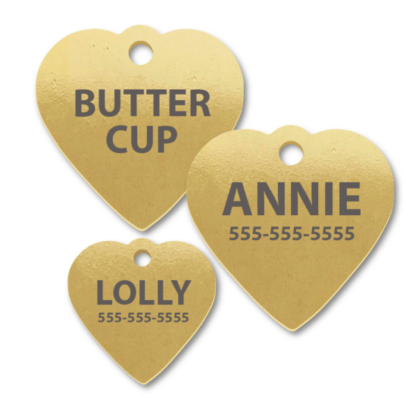Brass Heart with Top Tab Engraved Tags