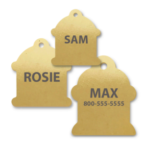 Brass Fire Hydrant Shape Engraved Tags
