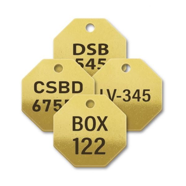 Brass Octagon Shape Engraved Tags