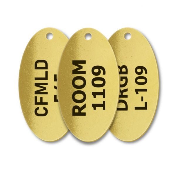 Brass Oval One Hole Engraved Tags