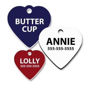 Plastic Heart with Top Tab Engraved Tags