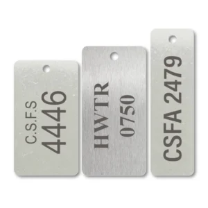 Anodized Aluminum Rectangle Rivet-On Tags, 5/8 x 1-3/4 with 3/32 Ho