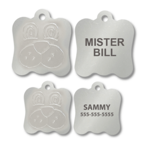 Stainless Steel Dog Face Shape Engraved Tags