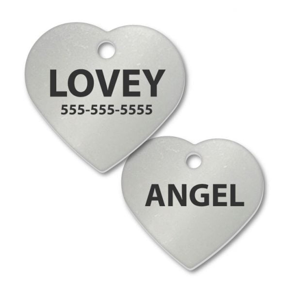 Stainless Steel Heart with Hole Through Engraved Tags