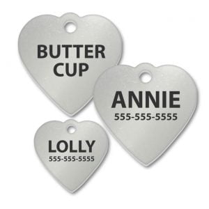 Stainless Steel Heart with Top Tab Engraved Tags