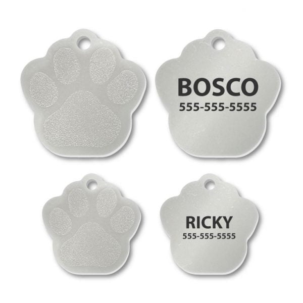 Stainless Steel Paw Print Shape Engraved Tags