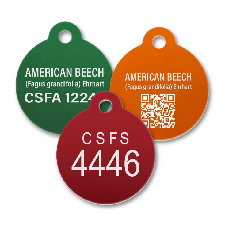 Aluminum Round Engraved Tab Tree Tags 1 Aluminum Round Engraved Tab Tree Tags
